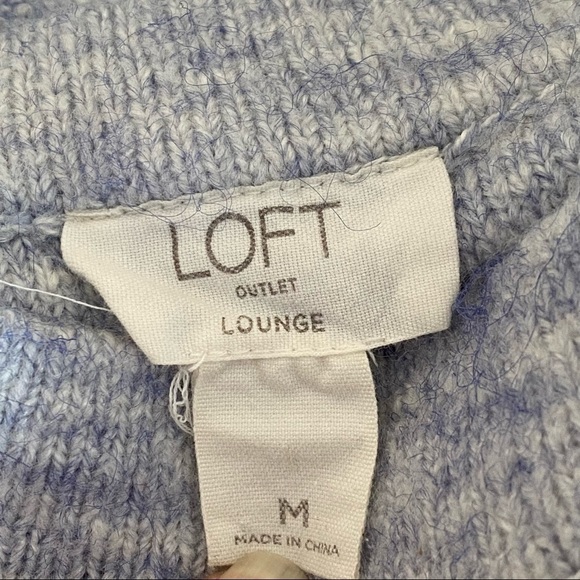 LOFT Lounge Sz Medium Super Soft Sweater Slouchy Oversized Blue Striped - Picture 5 of 8